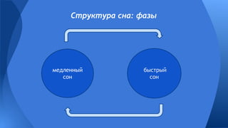 Структура сна: фазы
медленный
сон
быстрый
сон
 