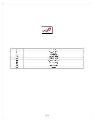 - 40 -
‫س‬ ‫الفه‬
‫م‬ ‫ل‬2
‫ي‬ ‫ض‬ ‫خل‬ ‫م‬3
‫ه‬ ‫ب‬ ‫ك‬ ‫عاق‬5
‫ل‬ ‫ي‬ ‫خ‬22
‫ص‬ ‫ل‬ ‫ي‬ ‫خ‬22
‫ع‬ ‫اس‬‫ك‬ ‫ل‬24
‫ك‬ ‫ل‬ ‫م‬27
‫أخ‬ ‫م‬32
‫ت‬ ‫ل‬33
 
