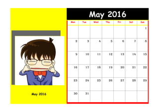 May 2016
May 2016
Mon Tue Wed Thu Fri Sat Sun
1
2 3 4 5 6 7 8
9 10 11 12 13 14 15
16 17 18 19 20 21 22
23 24 25 26 27 28 29
30 31
 