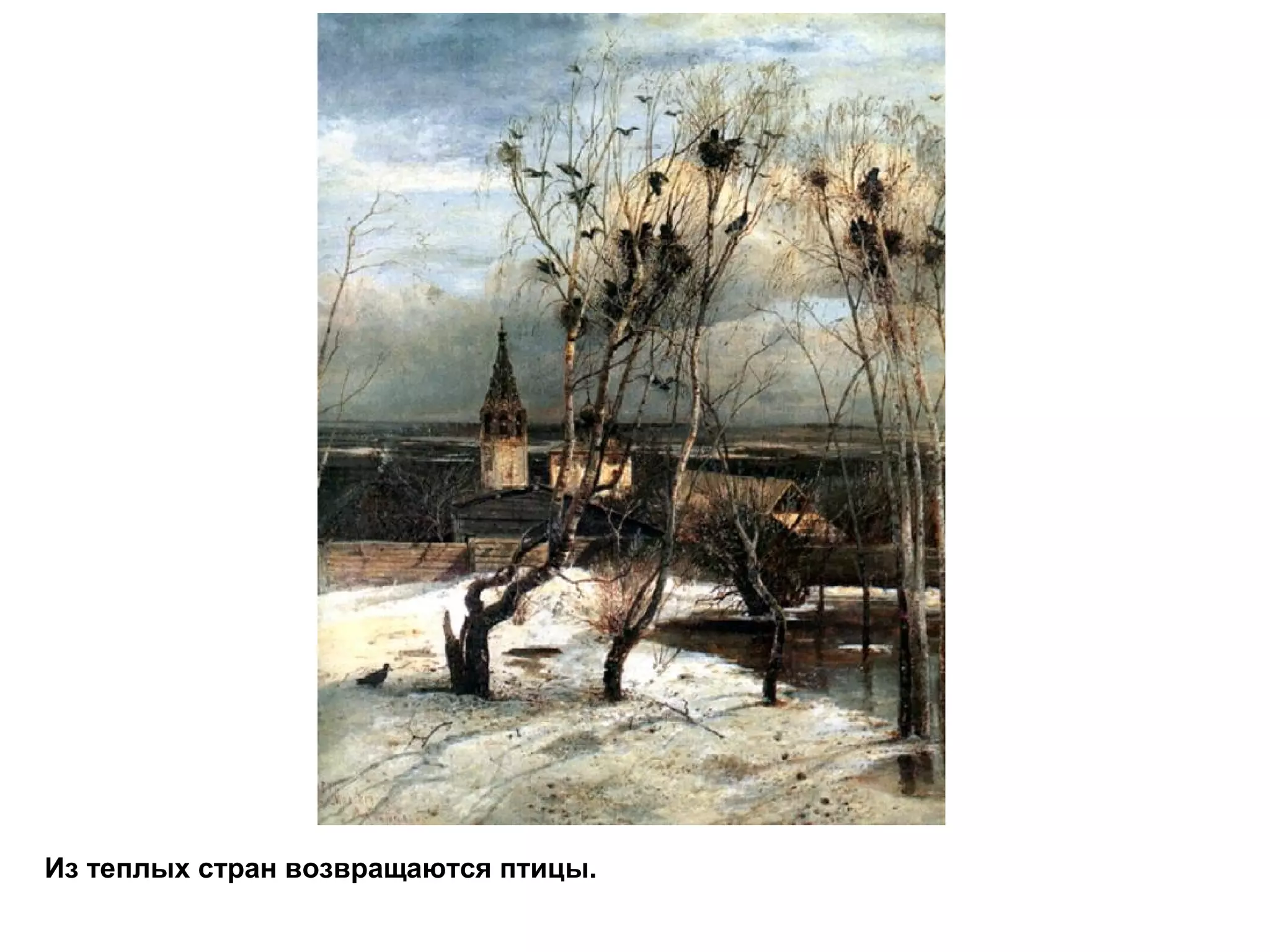 Из теплых стран возвращаются птицы.
 