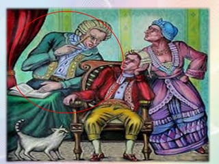 Скотинин
• Скотинин – кто это?
• Скотинин – это дворянин, брат Простаковой.
• Какие черты характера у Скотинина?
• Он глупый, невежа.
• Что хотел сделать Скотинин?
• Скотинин хотел жениться на Софье и получить
её деньги.
• О чём говорит фамилия «Скотинин»?
• Скотинин сравнивается с животным (скотина).
 