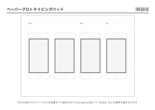 ペーパープロトタイピングパッド
iPhone実寸のグリッド入り＆各種ガイド線付なので NavigationBar や TabBar なども簡単に線を引けます
 
