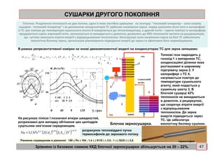 СУШАРКИ ДРУГОГО ПОКОЛІННЯСУШАРКИ ДРУГОГО ПОКОЛІННЯ
Гіпотеза. Розділення теплоносія на два потоки, один із яких постійно циркулює по контуру: "тепловий генератор – зона нагріву
сушарки - тепловий генератор" і за допомогою конденсаторів ТС здійснює нагрівання зерна перед сушінням після чого в калорифері
із ТС гріє повітря до температури сушильного агента й повертається до теплогенератору, а другий потік – гаряче повітря із калориферу
продувається скрізь зерновий потік, зволожується та викидається у довкілля, дозволить до 40% теплоносія пустити на рециркуляцію,
що суттєво зменшить втрати енергії з відпрацьованим теплоносієм. Конструкція зони нагрівання зерна на базі ТС забезпечить
екологічну безпеку зерна, організацію рівномірного підведення енергії до зерна та ефективне його перемішування.
G c
d t
d z
t t F
N
V
F F t tP B Ç B Ç ÿ V
ò
ÿ
ÿ ê í Ç
Ç Ê
3 3
3 1
1 1
− − = −
+
α ε
α α
( ) ( )
В рамках репрезентативної комірки на онові двокомпонентної моделі на конденсаторах ТС для зерна запишемо:
α ЗВт/(м2К)
110
1
сушильний
газ
1
2
Топкові гази надходить у
газохід 1 з випарники ТС,
конденсаційні ділянки яких
розташовані в шаровому
підігрівачу зерна 2. У
калорифері з ТС 4,
нагрівається повітря до
50
0 45 9 135 γ, град
V.103, 1 2 3
м/с 20 9 2,5
2
3
На рисунках лінією I позначені епюри швидкостей,
розраховані для випадку обтікання цих циліндрів
суцільним нев’язким середовищем.
( ) ( ) 18,02
21
93,0
3
11,0
13,1
−
= DSSdDPeNu
зерно
сушильний
агент
газ
3
4
5
Блочна зерносушарка.
нагрівається повітря до
температури сушильного
агенту, який подається у
сушильну шахту 3. В
блочній сушарці 42%
теплоносія не викидаються
в довкілля, а рециркулює,
що скорочує втрати енергії
з відпрацьованим
теплоносієм. До зерна
енергія підводиться через
ТС. Це забезпечує
екологічну безпеку сушіння.
Зрівняно із базовою схемою ККД блочної зерносушарки збільшується на 20 – 22%.
Рівняння справедливе в діапазоні: 180 ≤≤≤≤ Ре ≤≤≤≤ 104 ; 1,4 ≤≤≤≤ ( S1/D ) ≤≤≤≤ 3,5 ; 1 ≤≤≤≤ ( S2/D ) ≤≤≤≤ 2,8.
розрахунок тепловіддачі пучка
термосифонів до зернового потоку
термосифон
47
 