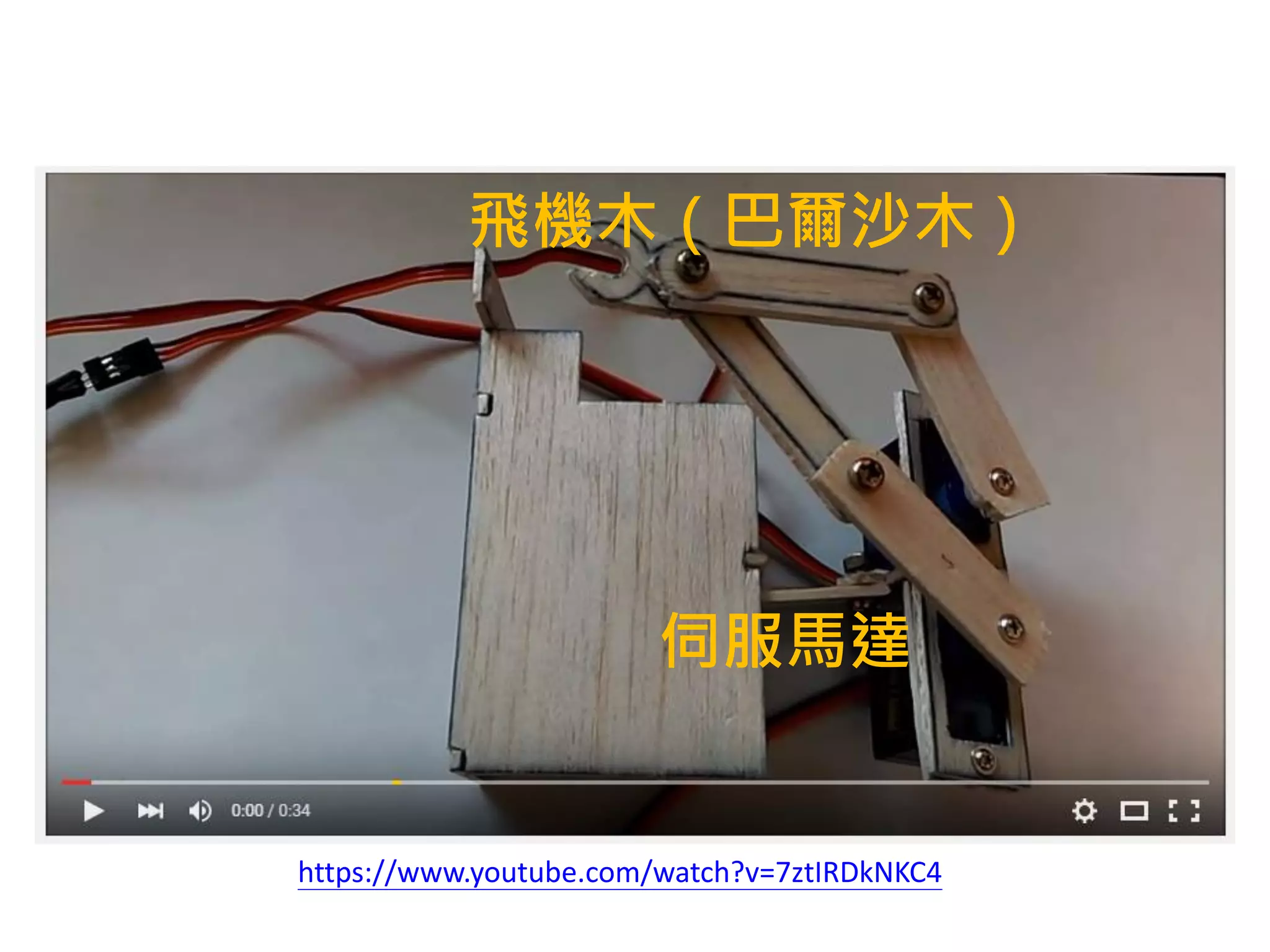 飛機木（巴爾沙木）
伺服馬達
https://www.youtube.com/watch?v=7ztIRDkNKC4
 