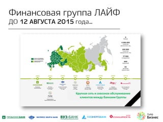 Крупная сеть и сквозное обслуживание
клиентов между банками Группы