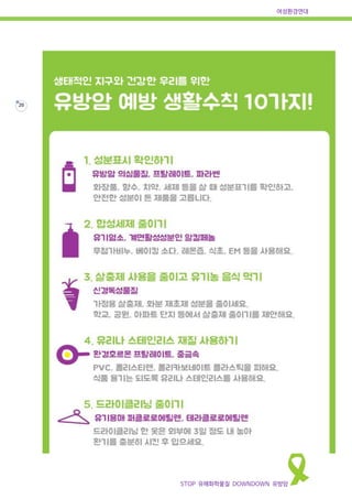 여성환경연대
STOP 유해화학물질 DOWNDOWN 유방암
20
 