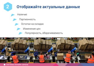 1
2
Компания IP3
специализация, опыт, порядок работы
Как создать
современный
сайт?
используйте для совещаний
руководство для маркетолога
5 принципов хорошего сайта
краткий бриф
с чего начать, определить сроки,
частые ошибки
информация для совещаний
как выбрать подрядчика
Наличие
Партионность
Остатки на складах
Отображайте актуальные данные2
Изменение цен
система онлайн заказа
Популярность, оборачиваемость
 