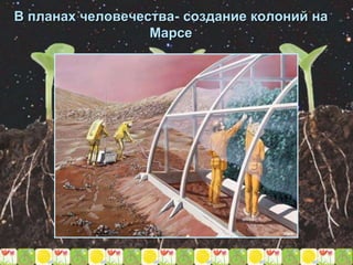 В планах человечества- создание колоний на
Марсе
 