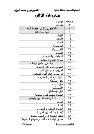 ‫أبْشٓد‬ ‫حمند‬ ‫فْشى‬ ‫للشٔخ‬ ‫لألصفٔاء‬ ‫الصنداىٔة‬ ‫العطآا‬‫أبْشٓد‬ ‫حمند‬ ‫فْشى‬ ‫للشٔخ‬ ‫لألصفٔاء‬ ‫الصنداىٔة‬ ‫العطآا‬
‫اخلامتـــــــــــــــة‬‫اخلامتـــــــــــــــة‬:‫صفخة‬:‫صفخة‬156156
‫تلكتاب‬ ْٓ‫حمب‬
‫صفحح‬‫صفحح‬‫يٕضٕع‬‫يٕضٕع‬
ٖٖ‫يمديح‬‫يمديح‬
77‫هللا‬ ‫عطايا‬ ِ‫ــل‬ْ‫ي‬َ‫ن‬ِ‫ل‬ ‫جهيز‬َّ‫ـ‬‫الت‬‫هللا‬ ‫عطايا‬ ِ‫ــل‬ْ‫ي‬َ‫ن‬ِ‫ل‬ ‫جهيز‬َّ‫ـ‬‫الت‬
99‫هللا‬ ‫زخال‬ :ً‫ال‬ٔ‫أ‬‫هللا‬ ‫زخال‬ :ً‫ال‬ٔ‫أ‬
ٔٔٔٔ‫األٔذاد‬‫األٔذاد‬
ٕٕٔٔ‫األتدال‬‫األتدال‬
ٔٗٔٗ‫انُمثاء‬‫انُمثاء‬
ٔ٘ٔ٘‫ح‬َّ‫ي‬‫ر‬َ‫ي‬‫ـال‬ًُْ‫ن‬‫ا‬‫ح‬َّ‫ي‬‫ر‬َ‫ي‬‫ـال‬ًُْ‫ن‬‫ا‬
ٕٕٔٔ‫األف‬‫األف‬‫ـــــــ‬‫ـــــــ‬‫ساد‬‫ساد‬
ٕٕٕٕ‫انمطة‬‫انمطة‬
ٕٕٗٗ‫ٔاأللدييح‬ ‫انًماياخ‬‫ٔاأللدييح‬ ‫انًماياخ‬
ّٕٕ٘٘‫يماي‬ ٌ‫اإلَسا‬ ‫يعسفح‬ّ‫يماي‬ ٌ‫اإلَسا‬ ‫يعسفح‬
ٕٕٙٙ‫ث‬‫ث‬:‫انسخال‬ ‫ًَاذج‬ ٍ‫:ي‬ ً‫ا‬‫اَي‬:‫انسخال‬ ‫ًَاذج‬ ٍ‫:ي‬ ً‫ا‬‫اَي‬
ٕٕٙٙ‫انردسيد‬ ‫أْم‬ ‫إياو‬ ‫انصديك‬‫انردسيد‬ ‫أْم‬ ‫إياو‬ ‫انصديك‬
ٕ2ٕ2‫انفُاء‬ ‫أْم‬ ‫إياو‬ ‫انفازٔق‬‫انفُاء‬ ‫أْم‬ ‫إياو‬ ‫انفازٔق‬
ٕ9ٕ9ٍ‫انرًكي‬ ‫أْم‬ ‫إياو‬ ٍ‫انُٕزي‬ ٔ‫ذ‬ٍ‫انرًكي‬ ‫أْم‬ ‫إياو‬ ٍ‫انُٕزي‬ ٔ‫ذ‬
ٖٖٓٓ‫انًعازف‬ ‫أْم‬ ‫إياو‬ ٌ‫ي‬‫عه‬‫انًعازف‬ ‫أْم‬ ‫إياو‬ ٌ‫ي‬‫عه‬
ٖٖٔٔ‫ح‬َّ‫ـ‬‫ُّـف‬‫ـ‬‫انص‬ ‫أْم‬‫ح‬َّ‫ـ‬‫ُّـف‬‫ـ‬‫انص‬ ‫أْم‬
ٖٕٖٕ‫انثيد‬ ‫أْم‬‫انثيد‬ ‫أْم‬
ٌُّٖٖٖٖٕ‫ي‬ِ‫س‬‫األٔي‬ٌُّٕ‫ي‬ِ‫س‬‫األٔي‬
ٖٖٙٙ‫أ‬‫أ‬‫اإل‬ ‫ْم‬‫اإل‬ ‫ْم‬‫صطُاع‬‫صطُاع‬
ٖ2ٖ2‫ساليح‬ ‫عهي‬ ‫يحًد‬ ‫انشيخ‬‫ساليح‬ ‫عهي‬ ‫يحًد‬ ‫انشيخ‬
ٕٕٗٗٔ ‫انشيخ‬ ‫:زاتطح‬ً‫ا‬‫ثانث‬ٔ ‫انشيخ‬ ‫:زاتطح‬ً‫ا‬‫ثانث‬‫انٕصٕل‬‫انٕصٕل‬
ٕٕٗٗ‫انًسيد‬‫انًسيد‬
ٖٖٗٗ‫انسانك‬‫انسانك‬
ٗٗٗٗ‫انًعهى‬ ‫انشيخ‬‫انًعهى‬ ‫انشيخ‬ٗ‫انًست‬ ٔ‫إ‬ٗ‫انًست‬ ٔ‫إ‬
ٗٙٗٙ‫انًسيد؟‬ ‫انشيخ‬ ُّ‫د‬ًِ‫ـ‬ُ‫ي‬ ‫كيف‬‫انًسيد؟‬ ‫انشيخ‬ ُّ‫د‬ًِ‫ـ‬ُ‫ي‬ ‫كيف‬
ٗ2ٗ2‫نهًسيد‬ ‫انًُاو‬ ٗ‫ف‬ ‫انشيخ‬ ‫ظٕٓز‬‫نهًسيد‬ ‫انًُاو‬ ٗ‫ف‬ ‫انشيخ‬ ‫ظٕٓز‬
ٗ9ٗ9ّ‫لٕن‬ ُٗ‫يع‬ّ‫لٕن‬ ُٗ‫يع‬‫انُدٕو‬ ‫تًٕالع‬ ‫ألسى‬ ‫فال‬‫انُدٕو‬ ‫تًٕالع‬ ‫ألسى‬ ‫فال‬
 