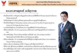 กสทช. คณะกรรมการกิจการโทรคมนาคม (กทค.)
สานักงานคณะกรรมการกิจการกระจายเสียง กิจการโทรทัศน์ และกิจการโทรคมนาคมแห่งชาติ
พ.อ.ดร.เศรษฐพงค์ มะลิสุวรรณ
- เกียรตินิยมอันดับ 1 เหรียญทอง ปริญญาตรีสาขาวิศวกรรมไฟฟ้าสื่อสารโทรคมนาคมจากโรงเรียนนาย
ร้อยพระจุลจอมเกล้า
- โล่ห์เกียรติยศจากโรงเรียนนายร้อยพระจุลจอมเกล้าคะแนนสูงสุดในวิชาผู้นาทหาร
- เกียรตินิยมปริญญาเอก Outstanding Academic Achievement จาก Tau Beta Pi Engineering Honor
Society และ Phi Kappa Phi Honor Society
- รางวัลเกียรติยศจักรดาว ประจาปี พ.ศ.2556 จากมูลนิธิศิษย์เก่าโรงเรียนเตรียมทหาร
- ได้รับการจัดอันดับ 1 ใน 25 Young Executives ที่ประสบความสาเร็จสูงสุดในปี 2555 จากนิตยสาร
GM
- ประกาศเกียรติคุณ “โครงการวิทยาศาสตร์สู่ความเป็นเลิศ” พ.ศ. 2556 จากคณะกรรมาธิการ
วิทยาศาสตร์ เทคโนโลยีการสื่อสาร และโทรคมนาคม วุฒิสภา
- ได้รับการจัดอันดับ 1 ใน 30 นักยุทธศาสตร์แห่งปีที่อยู่ในระดับผู้นาองค์กร ปี พ.ศ. 2556 จากนิตยสาร
Strategy+MarketingMagazine
- รับพระราชทานรางวัลเทพทอง ครั้งที่ 16 ในฐานะองค์กรดีเด่น ประจาปี 2557
- ได้รับรางวัล “ผู้นาเสนองานวิจัยดีเด่น” จากสถาบันวิชาการป้องกันประเทศ ประจาปีงบประมาณ 2558
- ประกาศเกียรติคุณรางวัล "คนดี ความดี แทนคุณแผ่นดิน“ พ.ศ.2558 สาขาการสื่อสารโทรคมนาคม จาก
คณะกรรมการรางวัลไทย
 