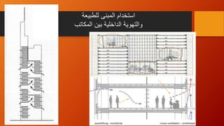 ‫للطبيعة‬ ‫المبنى‬ ‫استخدام‬
‫المكاتب‬ ‫بين‬ ‫الداخلية‬ ‫والتهوية‬
 