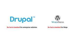 De-facto standard for blogsDe-facto standard for enterprise websites
 