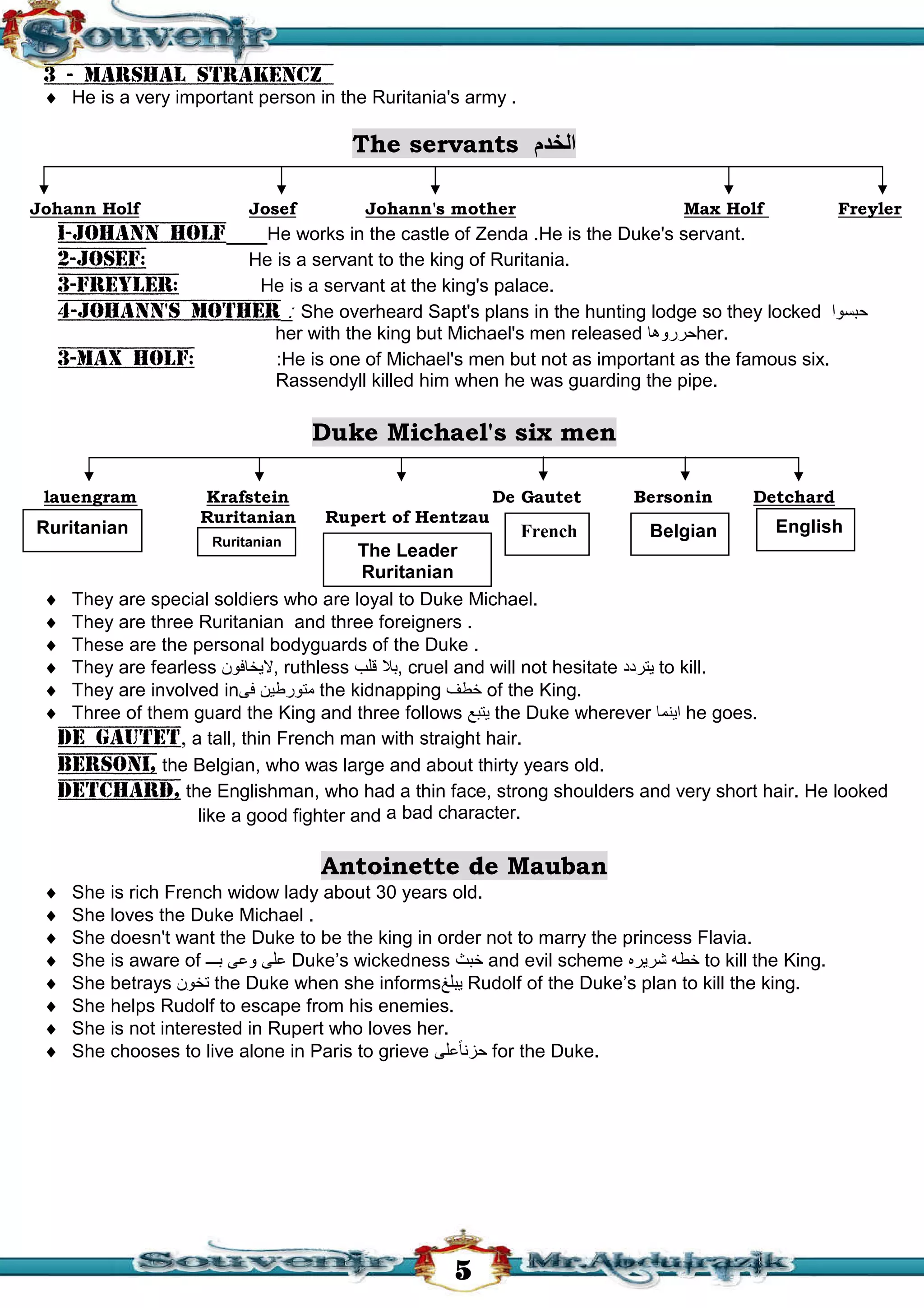 قصة سجين زندا لغة انجليزية للثانوية العامة