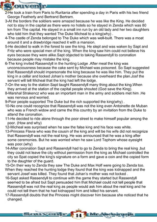 قصة سجين زندا لغة انجليزية للثانوية العامة