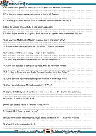 قصة سجين زندا لغة انجليزية للثانوية العامة