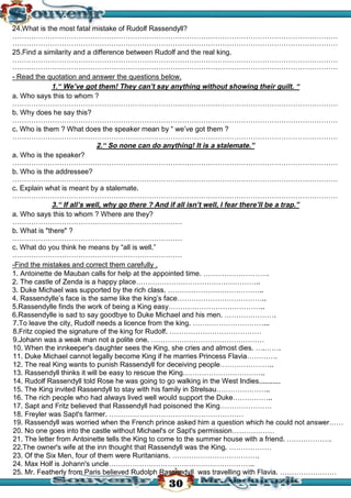 قصة سجين زندا لغة انجليزية للثانوية العامة