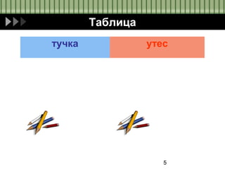 5
Таблица
тучка утес
 