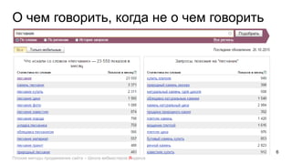 Плохие методы продвижения сайта, Екатерины Гладких, лекция в Школе вебмастеров Яндекса 