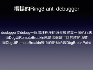Ring3 anti debugger
 