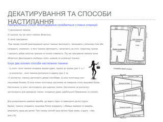 ДЕКАТИРУВАННЯ ТА СПОСОБИ
НАСТИЛАННЯНайпростіший спосіб декатирування складається з таких операцій:
1) зволоження тканини;
2) сушіння, під час якого тканина збігається;
3) легке прасування.
При такому способі декатирування щільні тканини зволожують і залишають у вільному стані або
складають «книжкою», а легкі тканини зволожують і загортають на столі, покритому сукном,
і прасують добре нагрітою праскою по основі з вивороту. Під час прасування тканина трохи
збігається. Декатирувати необхідно лляні, шовкові та штапельні тканини.
Існує два основні способи настилання тканини:
«у згин», коли тканина складена вздовж удвоє, пружок до пружка (рис 2, а, б);
«у розгортку» , коли тканина розгорнута в ширину (рис 2, в).
«У розгортку» тканину настилають двома способами: а) коли полотнища складені
лицьовими боками; б) коли кожне полотнище настелене на поверхню стола лицьовим боком.
Настилання «у згин» застосовують для широких тканин. Настилання «в розгортку»
застосовують для одинарних тканин, складених удвоє (здебільшого бавовняних та лляних).
Для розкроювання швейних виробів, що мають парні та симетричні деталі (труси,
брюки), тканину складають лицьовим боком всередину і, обвівши крейдою по викрійці,
викроюють зразу дві деталі. При такому способі одна деталь буде права, а друга – ліва
(рис.2,б).
 