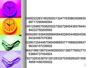 84
636922228319029293132477630863508835636922228319029293132477630863508835
6871729084656468717290846564
240125985793820522726272845436578444240125985793820522726272845436578444
8422275020559384222750205593
995628919384568984064452845448924056995628919384568984064452845448924056
8432458707938284324587079382
822801254446759545968507716886206837822801254446759545968507716886206837
9633615723900296336157239002
964219861887534083955021365775852772964219861887534083955021365775852772
6386473755492463864737554924
762732835387913912833275309260251506762732835387913912833275309260251506
4858145635500248581456355002
 