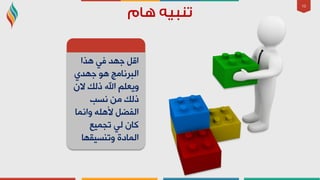 10
‫٘زا‬ ٟ‫ف‬ ‫عٙذ‬ ً‫ال‬
ٞ‫عٙذ‬ ٛ٘ ‫اٌجشٔبِظ‬
ْ‫ال‬ ‫رٌه‬ ‫اهلل‬ ٍُ‫ٚ٠ؼ‬
‫ٔغت‬ ِٓ ‫رٌه‬
‫ٚأّب‬ ٍٗ٘‫أل‬ ً‫اٌفؼ‬
‫رجّ١غ‬ ٌٟ ْ‫وب‬
‫ٚرٕغ١مٙب‬ ‫اٌّبدح‬
 