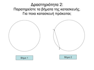 Δραστηριότητα 2:
Παρατηρείστε τα βήματα της κατασκευής.
Για ποια κατασκευή πρόκειται;
Bήμα 1 Βήμα 2
 
