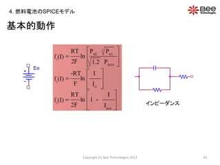 基本的動作
Eo
インピーダンス
Copyright (C) Bee Technologies 2013 43
4. 燃料電池のSPICEモデル
 