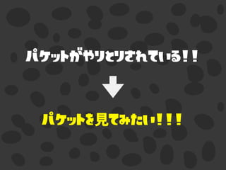 パケットがやりとりされている！！
パケットを てみたい！！！
 