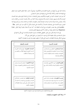 25
‫تلك‬ ‫رخاص‬‫يتو‬ ‫يت‬ ‫ف‬‫حتءيل‬‫ها‬‫ذ‬‫صءاة‬ ‫ف‬ ‫هل‬‫ىل‬ ‫ن‬‫ي‬‫لبش‬ ‫ت‬ ‫ف‬‫ن‬‫ب‬‫رن‬ ‫ك‬ ‫فإل‬.‫ر‬‫نع‬‫ض‬‫ر‬‫ناا‬‫ب‬‫فخت‬ ‫أر‬‫ن‬ ‫خ‬‫نءى‬‫ت‬‫فحمل‬ ‫نبو‬‫ظ‬‫تن‬‫نث‬‫ب‬‫حب‬‫نق‬‫ة‬‫ف‬‫ء‬‫تت‬
‫أجا‬‫ر‬ ‫ا‬ ‫فمصا‬ ‫طببع‬ ‫ذع‬‫ط‬‫ا‬ ‫تءةري‬ ‫يتو‬ ‫يت‬ ‫ف‬ ‫فإلاتح‬‫ذتنارل‬ ‫يف‬‫فمستفبشيهل‬.
‫فة‬ ‫ىلج‬ ‫يتو‬ ‫كما‬‫ف‬‫عملبا‬‫ذهل‬ ‫فنب‬ ‫ف‬‫ب‬ ‫تك‬ ‫ف‬‫ر‬ ‫فه‬ ‫ف‬‫رعم‬‫ىل‬ ‫ف‬ ‫تنا‬ ‫ف‬ ‫فصفا‬‫ء‬ ‫ف‬‫فات‬ ‫فمبتا‬‫ن‬‫ض‬ ‫نن‬ ‫ذ‬ ‫ذعايري‬ ‫رةق‬‫مان‬
‫جاع‬ ‫فال‬‫ر‬ ‫باث‬ ‫ف‬ ‫عملبا‬ ‫رتسهب‬ ‫فالتسا‬‫ر‬ ‫تءحبش‬ ‫ف‬‫الح‬ ‫حل‬ ‫ذ‬ ‫يف‬‫نا‬‫ك‬‫ا‬ ‫نهل‬‫ذ‬ ‫نث‬‫ا‬‫ب‬ ‫ف‬ ‫نا‬‫ب‬‫ن‬ ‫ت‬ ‫نالل‬‫خ‬ ‫ذهل‬‫نث‬‫حب‬
‫ن‬ ‫أ‬‫ر‬.‫ن‬‫ل‬‫ح‬ ‫فم‬ ‫ن‬ ‫نمهل‬‫ض‬‫رتت‬‫ناان‬‫ن‬‫ب‬‫ب‬ ‫ف‬ ‫نال‬‫خ‬ ‫ىل‬‫نا‬ ‫فمنت‬ ‫نا‬‫ذ‬‫فمعلء‬ ‫ا‬ ‫نا‬‫ص‬‫م‬ ‫نف‬‫ص‬‫ف‬‫ء‬ ‫ف‬‫ناان‬‫ب‬‫اب‬ ‫نشة‬‫ع‬‫قا‬ ‫نرب‬‫ن‬‫ع‬‫ف‬ ‫ن‬‫ن‬ ‫نمبمها‬‫ص‬‫ت‬ ‫نتو‬‫ي‬
‫ض‬ ‫ن‬‫ن‬‫غ‬ ‫ف‬،‫ة‬ ‫نش‬‫ن‬‫ا‬ ‫نفا‬‫ن‬‫ص‬‫ف‬‫ء‬‫ذ‬ ‫ن‬‫ن‬‫ل‬‫ع‬ ‫نا‬‫ن‬‫م‬‫فالعت‬ ‫نتو‬‫ن‬‫ي‬‫ر‬‫أر‬ ،‫ن‬‫ن‬‫ل‬‫ع‬ ‫نا‬‫ن‬‫م‬‫العت‬‫نا‬‫ن‬‫ب‬‫ن‬ ‫ت‬‫نف‬‫ن‬ ‫فم‬ ‫نز‬‫ن‬‫ذ‬ ‫ف‬ ‫نرب‬‫ن‬‫ع‬ ‫نءن‬‫ن‬‫ك‬‫ت‬ ‫أن‬ ‫نهل‬‫ن‬‫ك‬‫مي‬Bar
codes‫ن‬‫ن‬‫اب‬‫ا‬ ‫نايل‬‫ن‬‫ن‬‫ت‬ ‫ر‬‫نا‬‫ن‬‫ذ‬‫فمعلء‬ ‫نشا‬‫ن‬‫ص‬‫ذ‬‫نا‬‫ن‬‫ب‬ ‫ن‬‫ن‬‫ن‬ ‫فمتعل‬ ‫ناان‬‫ن‬‫ب‬‫ب‬ ‫ف‬ ‫نع‬‫ن‬‫ذ‬.‫نتو‬‫ن‬‫ي‬ ‫نا‬‫ن‬‫م‬‫ك‬‫نتعان‬‫ن‬ ‫فال‬‫اب‬‫نائق‬‫ن‬‫ف‬ ‫ف‬ ‫اب‬ ‫ن‬‫ن‬‫ن‬ ‫ف‬ ‫ن‬‫ن‬‫ب‬‫ن‬ ‫ت‬Lien
Hypertext‫باث‬ ‫ف‬‫ر‬ ‫لعم‬ ‫يعها‬‫ز‬‫رتء‬ ‫ى‬ ‫فألخ‬ ‫فملفا‬ ‫ذهل‬ ‫ا‬ ‫ابغري‬ ‫ءقئق‬ ‫ف‬ ‫اب‬.
‫حل‬ ‫فم‬ ‫ريف‬‫تصءا‬ ‫عم‬ ‫ميكهل‬‫ئبسب‬ ‫ف‬ ‫اعا‬ ‫ل‬ ‫ي‬ ‫ب‬ ‫خت‬‫ح‬ ‫فم‬‫يت‬ ‫ف‬ ‫فخلشذا‬‫ر‬‫يف‬ ‫ىلاتحتها‬ ‫ميكهل‬
‫فمستخشذني‬ ‫ذتنارل‬‫فألن‬ ‫ح‬ ‫عم‬ ‫ف‬ ‫نتائع‬ ‫ذهل‬ ‫ءصءل‬ ‫ف‬ ‫ت‬ ‫ذا‬ ‫ضءة‬ ‫يف‬ ‫فحلال‬ ‫ببع‬ ‫اب‬ ‫ك‬ ‫رح‬.
‫ك‬ ‫ف‬ ‫ريءض‬‫اقو‬(1)‫ذعلءذا‬ ‫س‬ ‫ذؤ‬ ‫اب‬‫ف‬‫ء‬‫اب‬ ‫علبها‬ ‫ءى‬ ‫تن‬ ‫أن‬ ‫ميكهل‬ ‫يت‬ ‫ف‬ ‫ئبسب‬ ‫ف‬ ‫اعا‬ ‫ف‬‫ميب‬ ‫أكا‬.
‫اقو‬ ‫شك‬(9)‫ئبسب‬ ‫ف‬ ‫فمكءان‬‫اب‬‫ف‬‫ء‬‫ب‬ ‫ح‬ ‫فم‬‫ميب‬ ‫أكا‬ ‫ذعلءذا‬ ‫س‬ ‫ذؤ‬
3.‫مرحلة‬‫حتديد‬‫والربجميات‬ ‫ات‬‫ز‬‫التجهي‬
‫ةتخدمني‬‫ة‬‫ة‬‫ة‬‫س‬‫امل‬ ‫إدالة‬:،‫نتخشذني‬‫ن‬‫ن‬‫ن‬‫س‬‫فم‬ ‫نهل‬‫ن‬‫ن‬‫ن‬‫ذ‬ ‫نق‬‫ن‬‫ن‬‫ن‬ ‫تا‬ ‫ف‬
‫ر‬، ‫نب‬‫ن‬‫ن‬‫ن‬‫ص‬‫خ‬ ‫ف‬ ‫نما‬‫ن‬‫ن‬‫س‬ ‫ف‬ ‫فاة‬ ‫ىل‬‫ر‬، ‫نب‬‫ن‬‫ن‬‫ن‬‫ص‬‫تخ‬ ‫ف‬‫ر‬‫فاة‬ ‫ىل‬
، ‫نا‬‫ن‬‫ن‬‫ن‬‫ع‬‫فجملمء‬‫ر‬‫نث‬‫ن‬‫ن‬‫ن‬‫ا‬‫ب‬ ‫ف‬ ‫نا‬‫ن‬‫ن‬‫ن‬‫ب‬‫ن‬ ‫ت‬(‫نث‬‫ن‬‫ن‬‫ن‬‫ا‬‫ب‬ ‫ف‬ ‫نا‬‫ن‬‫ن‬‫ن‬‫ك‬‫ا‬
‫فأل‬‫ر‬)،‫ر‬‫فمساعشة‬
‫ةال‬‫ة‬‫ة‬‫ة‬‫ص‬‫االت‬ ‫ةاع‬‫ة‬‫ة‬‫ة‬‫ق‬‫ق‬:،‫رين‬ ‫ن‬‫ن‬‫ن‬‫ن‬‫ك‬ ‫فال‬ ‫نش‬‫ن‬‫ن‬‫ن‬‫ي‬‫رب‬ ‫ف‬‫ر‬ً‫نش‬‫ن‬‫ن‬‫ن‬‫ت‬‫فمن‬
، ‫نب‬‫ن‬‫ش‬‫ا‬ ‫ن‬ ‫ف‬‫ر‬‫ن‬‫ن‬‫ي‬‫ربيش‬ ‫ف‬ ‫فئو‬‫ء‬‫ن‬‫ن‬ ‫ف‬،‫ر‬‫نع‬‫ن‬‫ذ‬ ‫ن‬‫ن‬‫ش‬‫فمبا‬ ‫نال‬‫ن‬‫ص‬‫فالت‬
‫يهل‬ ‫فألخ‬
‫ةات‬‫ة‬‫ة‬‫ة‬‫ة‬‫ة‬‫م‬‫املعلو‬ ‫ةة‬‫ة‬‫ة‬‫ة‬‫ة‬‫ة‬‫س‬‫مؤس‬:‫ن‬‫ن‬‫ن‬‫ن‬‫ن‬‫ن‬‫ل‬‫ع‬ ‫ن‬‫ن‬‫ن‬‫ن‬‫ن‬‫ن‬‫ح‬‫ذتا‬ ‫نا‬‫ن‬‫ن‬‫ن‬‫ن‬‫ن‬‫ذ‬‫ذعلء‬
‫ن‬‫ن‬‫ن‬‫ن‬‫ن‬‫ن‬‫ن‬‫ن‬‫ن‬‫ن‬‫ن‬‫ن‬‫س‬ ‫ذؤ‬ ‫ف‬‫ا‬‫نشف‬‫ن‬‫ن‬‫ن‬‫ن‬‫ن‬‫ن‬‫ن‬‫ن‬‫ن‬‫ن‬‫ن‬‫ص‬‫ىل‬‫ر‬ ‫ف‬‫ا‬‫نء‬‫ن‬‫ن‬‫ن‬‫ن‬‫ن‬‫ن‬‫ن‬‫ن‬‫ن‬‫ن‬‫ن‬ ‫ذن‬ ، ‫ن‬‫ن‬‫ن‬‫ن‬‫ن‬‫ن‬‫ن‬‫ن‬‫ن‬‫ن‬‫ن‬‫ن‬‫ن‬ ‫فالن‬
، ‫نا‬‫ن‬‫ن‬‫ن‬‫ن‬‫ن‬‫ن‬‫ن‬‫ن‬‫ن‬‫ن‬‫ن‬‫ن‬‫ن‬‫ن‬‫ن‬‫ن‬‫ن‬‫ن‬‫ذ‬‫فمعلء‬‫ر‬، ‫ن‬‫ن‬‫ن‬‫ن‬‫ن‬‫ن‬‫ن‬‫ن‬‫ن‬‫ن‬‫ن‬‫ن‬‫ن‬‫ن‬‫ن‬‫ن‬‫ن‬‫ن‬‫ن‬‫اب‬‫ف‬‫ء‬‫ب‬ ‫ف‬ ‫فاة‬ ‫ىل‬‫نائبا‬‫ن‬‫ن‬‫ن‬‫ن‬‫ن‬‫ن‬‫ن‬‫ن‬‫ن‬‫ن‬‫ن‬‫ن‬‫ن‬‫ن‬‫ن‬‫ن‬‫ن‬‫ن‬‫ص‬‫ىلح‬‫ر‬
‫تخشفم‬ ‫فال‬.
‫األساسية‬ ‫اخلدمات‬‫اإلضافية‬ ‫اخلدمات‬
‫ةة‬‫ة‬‫ة‬‫ة‬‫ة‬‫ة‬‫ي‬‫التعليم‬ ‫ةدمات‬‫ة‬‫ة‬‫ة‬‫ة‬‫ة‬‫خل‬‫ا‬:‫ف‬‫ا‬ ‫ن‬‫ن‬‫ن‬‫ن‬‫ن‬‫ن‬ ‫فم‬ ‫ن‬‫ن‬‫ن‬‫ن‬‫ن‬‫ن‬‫ح‬‫ىلات‬‫ر‬ ‫نءةري‬‫ن‬‫ن‬‫ن‬‫ن‬‫ن‬‫ت‬
،‫نالب‬ ‫ل‬ ‫ن‬‫ه‬‫فمءج‬ ‫ن‬‫ب‬‫تعلبم‬ ‫ف‬ ‫نب‬ ‫ف‬‫ا‬‫ش‬ ‫ف‬‫ر‬‫ن‬‫ن‬‫ع‬ ‫نبو‬‫ل‬‫تع‬ ‫ف‬‫هل‬
،‫عش‬ُ‫اب‬‫ر‬‫ابع‬‫ا‬‫ذت‬‫فة‬ ‫أ‬‫الب‬ ‫ف‬
‫ةة‬‫ة‬‫ة‬‫ة‬‫ة‬‫ي‬‫األكادمي‬ ‫ةاة‬‫ة‬‫ة‬‫ة‬‫ة‬‫ي‬‫احل‬:، ‫نب‬‫ن‬‫ن‬‫ن‬‫ن‬ ‫ف‬‫ا‬‫ش‬ ‫ف‬ ‫نشفرل‬‫ن‬‫ن‬‫ن‬‫ن‬‫جل‬‫ف‬‫ر‬‫نز‬‫ن‬‫ن‬‫ن‬‫ن‬‫ج‬‫ح‬
، ‫ف‬‫ز‬‫ن‬‫ن‬‫ن‬‫ب‬‫تجه‬ ‫ف‬‫ر‬ ‫ن‬‫ن‬‫ن‬‫ذ‬‫فمعا‬‫ر‬ ‫نب‬‫ن‬‫ن‬‫س‬‫ي‬‫ا‬‫تش‬ ‫ف‬ ‫نا‬‫ن‬‫ن‬‫ع‬‫ا‬ ‫ف‬‫ر‬‫فاة‬ ‫ىل‬
‫ي‬‫ا‬‫فإلخبا‬ ‫ف‬ ‫ن‬ ‫ف‬.
‫ةة‬‫ة‬‫ة‬‫ي‬‫الويئق‬ ‫ةدمات‬‫ة‬‫ة‬‫خل‬‫ا‬:‫يف‬ ‫ك‬‫ناا‬‫ن‬‫ن‬ ‫فم‬ ،‫ا‬ ‫نا‬‫ن‬‫ن‬‫ص‬‫فم‬ ‫فاة‬ ‫ىل‬
،‫ا‬ ‫نا‬‫ن‬‫ن‬‫ن‬‫ن‬‫ن‬‫ن‬‫ن‬‫ص‬‫فم‬‫ر‬‫أر‬ ‫ن‬‫ن‬‫ن‬‫ن‬‫ن‬‫ن‬‫ن‬‫ن‬‫ن‬‫ب‬‫شفخل‬ ‫ف‬ ‫ا‬ ‫نا‬‫ن‬‫ن‬‫ن‬‫ن‬‫ن‬‫ن‬‫ن‬‫ص‬‫فم‬ ‫ىل‬ ‫نءل‬‫ن‬‫ن‬‫ن‬‫ن‬‫ن‬‫ن‬‫ن‬‫ن‬‫ص‬‫ء‬ ‫ف‬
‫فخلااج‬، ‫ب‬‫ر‬،‫نب‬‫ي‬‫ء‬ ‫ف‬ ‫ن‬‫ل‬‫ع‬ ‫ن‬ ‫ف‬‫ر‬‫نال‬‫ض‬‫فمف‬ ‫فاة‬ ‫ىل‬،
‫ر‬‫فمكتبب‬ ‫ا‬ ‫بب‬ ‫ت‬ ‫ف‬.
 