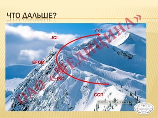 ЧТО ДАЛЬШЕ?
ССП
ISO
JCI
???
EFQM
 