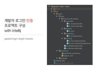 계발자 로그인 인증
프로젝트 구성
with intellij
gaebal-login-step2 module
 