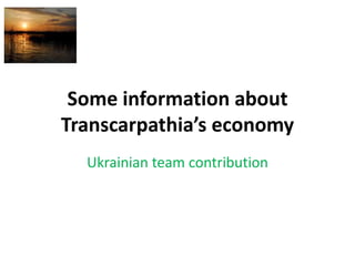 Some information about
Transcarpathia’s economy
Ukrainian team contribution
 