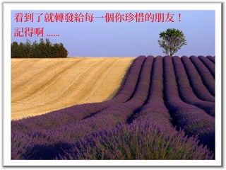 看到了就轉發給每一個你珍惜的朋友！
記得啊 ......
 