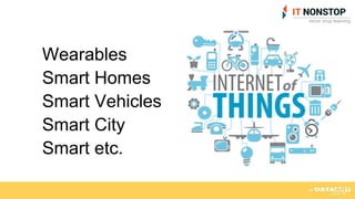 Wearables
Smart Homes
Smart Vehicles
Smart City
Smart etc.
 