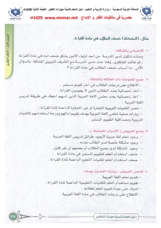 ‫اﻟﺴﻌﻮدﯾﺔ‬ ‫اﻟﻌﺮﺑﯿﺔ‬ ‫اﻟﻤﻤﻠﻜﺔ‬،‫و‬‫اﻟﺘﻌﻠﯿﻢ‬ ‫و‬ ‫اﻟﺘﺮﺑﯿﺔ‬ ‫زارة‬،‫اﻟﺘﻔﻜﯿﺮ‬ ‫ﻣﮭﺎرات‬ ‫ﻟﺘﻨﻤﯿﺔ‬ ‫اﻟﻤﻌﻠﻢ‬ ‫دﻟﯿﻞ‬‫اﻟﺜﺎﻧﯿﺔ‬ ‫اﻟﻄﺒﻌﺔ‬1428‫ھـ‬
‫ﻓﻲ‬ ً‫ﺎ‬‫ﺣﺼﺮﯾ‬‫اﻹﺑﺪاع‬ ‫و‬ ‫اﻟﻔﻜﺮ‬ ‫ﻣﻠﺘﻘﯿﺎت‬www.memar.net1429‫ھـ‬
 