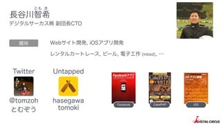 Lȴϣ
Ȥ 
@tomzoh?
Ȥा
Ȥζ Web_k, iOSץ_k
󥿥륫`ȥ`, ө`, ӹ (mbed), 
hasegawa?
tomoki
ǥ륵`Z LCTO
Facebook CakePHP iOS
UntappedTwitter
 