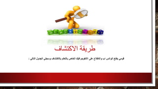 ‫الكتشاف‬ ‫طريقة‬
‫بفتح‬ ‫قومي‬‫الواتس‬‫على‬ ‫واالطالع‬ ‫اب‬‫االنفوجرافيك‬‫التالي‬ ‫الجدول‬ ‫وسجلي‬ ‫باالكتشاف‬ ‫بالتعلم‬ ‫الخاص‬:
 