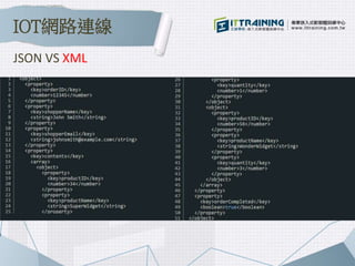 JSON VS XML
IOT網路連線
 