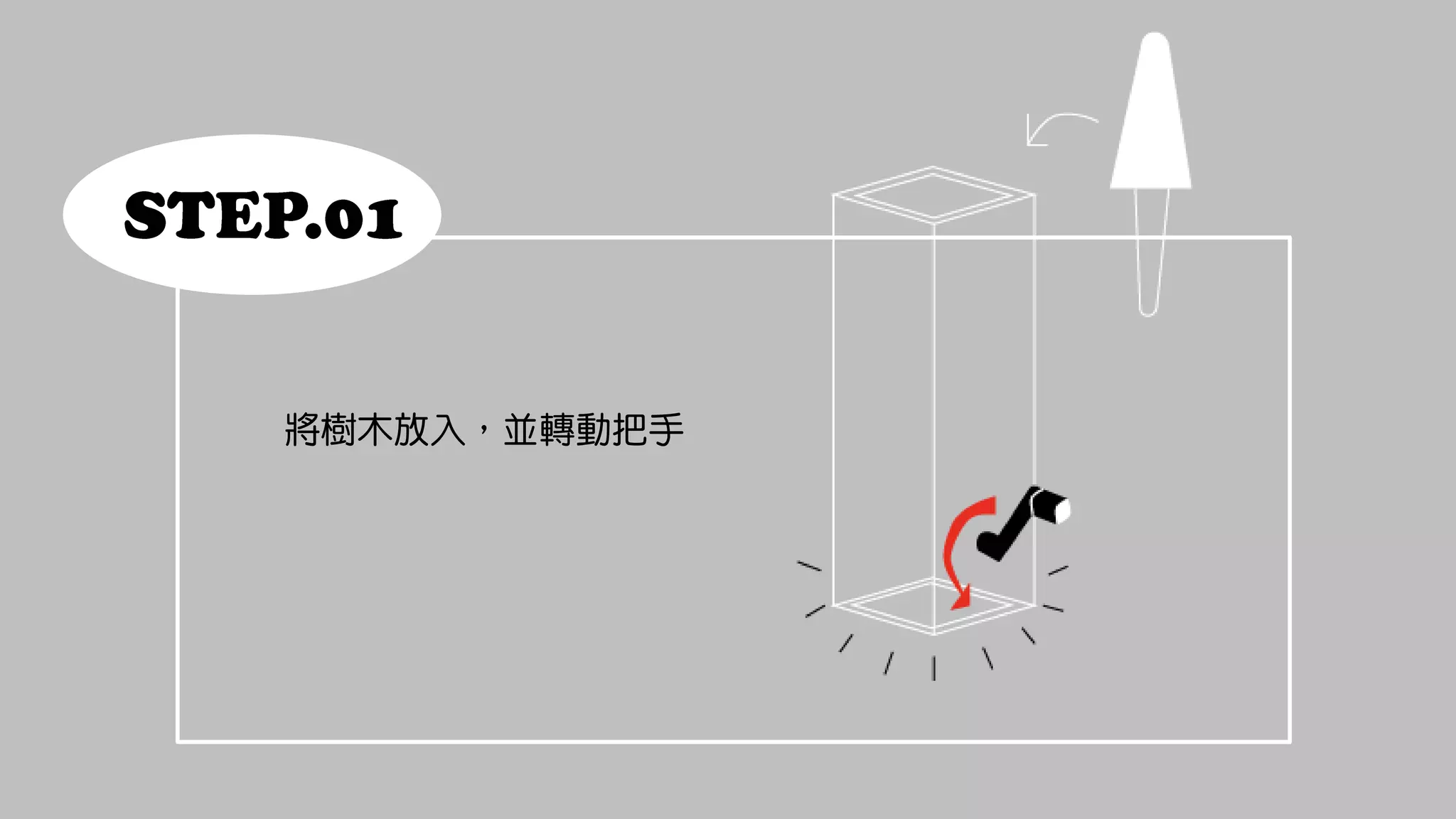 將樹木放入，並轉動把手
 