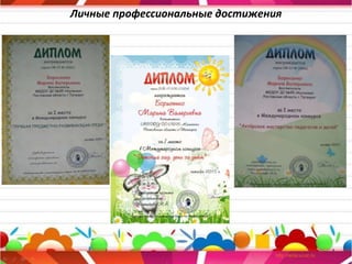 Личные профессиональные достижения
 