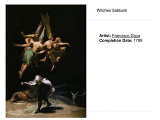 Witches Sabbath
Artist: Francisco Goya
Completion Date: 1789
 