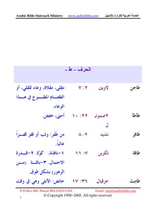Arabic Bible Outreach Ministry www.arabicbible.com ‫ازة‬ ‫ا‬ ‫ا‬
P.O Box 486, Dracut MA 01826 USA Email: info@arabicbible.com
© Copyright 1998−2005, All rights reserved.
١
١
‫ف‬ ‫ا‬–‫ط‬-
:
.
:.
::
.
:.
.)
(.
::
 