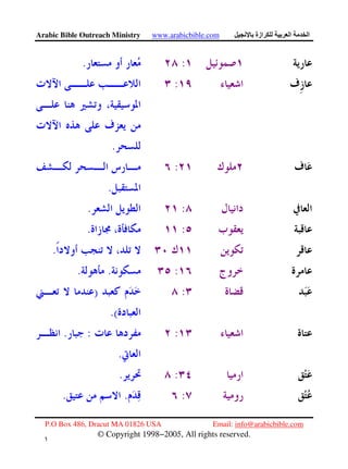 Arabic Bible Outreach Ministry www.arabicbible.com ‫ازة‬ ‫ا‬ ‫ا‬
P.O Box 486, Dracut MA 01826 USA Email: info@arabicbible.com
© Copyright 1998−2005, All rights reserved.
١
١
:.
:
.
:
.
:.
:.
.
:..
:)
.(
::.
.
:.
:..
 