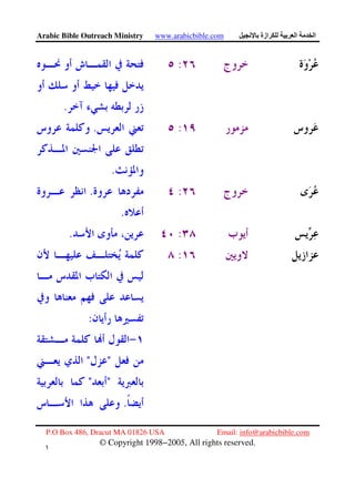 Arabic Bible Outreach Ministry www.arabicbible.com ‫ازة‬ ‫ا‬ ‫ا‬
P.O Box 486, Dracut MA 01826 USA Email: info@arabicbible.com
© Copyright 1998−2005, All rights reserved.
١
٢
:
.
:.
.
:.
.
:.
:
:
""
""
.
 