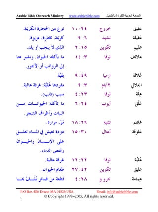 Arabic Bible Outreach Ministry www.arabicbible.com ‫ازة‬ ‫ا‬ ‫ا‬
P.O Box 486, Dracut MA 01826 USA Email: info@arabicbible.com
© Copyright 1998−2005, All rights reserved.
١
٢
:.
:.
:.
:.
.
:.
::.
:).(
:
.
:.
:
.
:.
:.
:
 