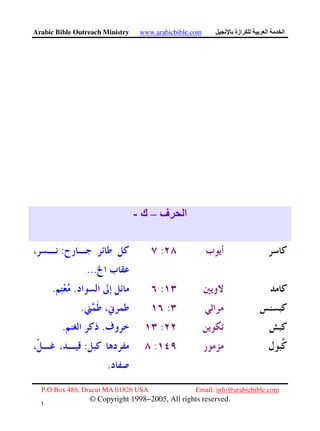 Arabic Bible Outreach Ministry www.arabicbible.com ‫ازة‬ ‫ا‬ ‫ا‬
P.O Box 486, Dracut MA 01826 USA Email: info@arabicbible.com
© Copyright 1998−2005, All rights reserved.
١
٤
‫ف‬ ‫ا‬–‫ك‬-
::
...
:..
:.
:..
::
.
 