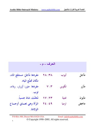 Arabic Bible Outreach Ministry www.arabicbible.com ‫ازة‬ ‫ا‬ ‫ا‬
P.O Box 486, Dracut MA 01826 USA Email: info@arabicbible.com
© Copyright 1998−2005, All rights reserved.
١
٥
‫ف‬ ‫ا‬–‫م‬-
::
.
::
.
:.
:
.
 