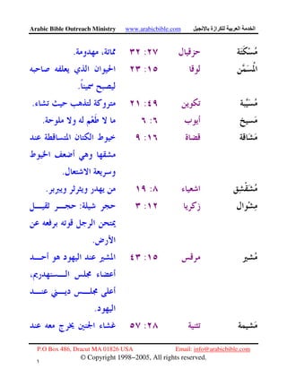 Arabic Bible Outreach Ministry www.arabicbible.com ‫ازة‬ ‫ا‬ ‫ا‬
P.O Box 486, Dracut MA 01826 USA Email: info@arabicbible.com
© Copyright 1998−2005, All rights reserved.
١
٦
:.
:
.
:.
:.
:
.
:.
::
.
:
.
:
 