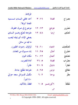 Arabic Bible Outreach Ministry www.arabicbible.com ‫ازة‬ ‫ا‬ ‫ا‬
P.O Box 486, Dracut MA 01826 USA Email: info@arabicbible.com
© Copyright 1998−2005, All rights reserved.
١
٦
.
:
"."
:.
:
.
:) ..(
:.
:.
:.
:.
::.
:
.
:.
 